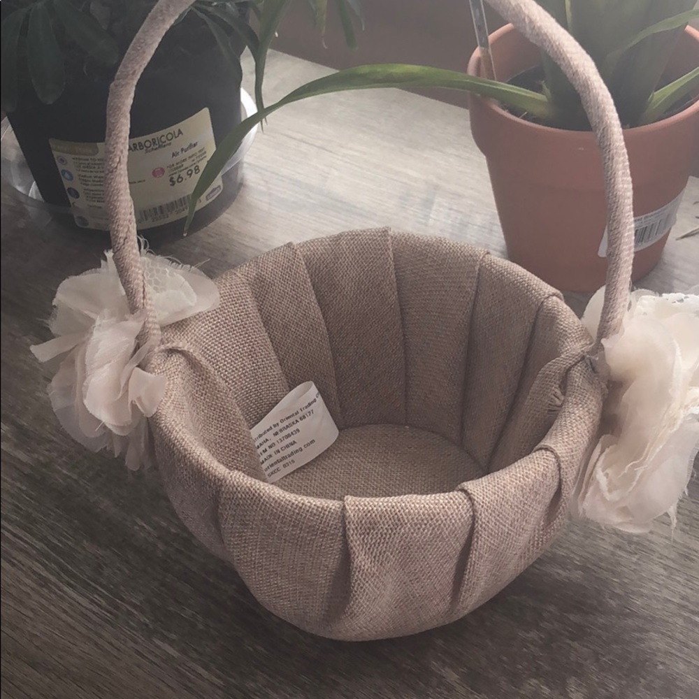 Burlap flower girl basket